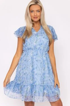 Maria Blue Printed Knee Dress -Fashion Clothing Accessories Store carraig donn maria blue printed knee dress 471248