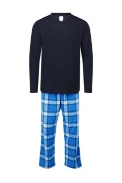 Mens Check Pyjamas In Blue