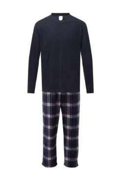 Mens Check Pyjamas In Navy