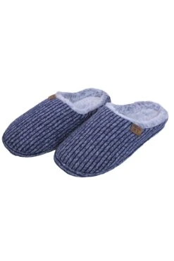 Mens Chunky Knit Mule Slippers In Blue -Fashion Clothing Accessories Store carraig donn mens chunky knit mule slippers in blue 757227