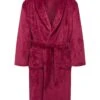Mens Collared Fleece Robe In Wine