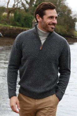 Men's Donegal Blend V-Neck Zip Sweater -Fashion Clothing Accessories Store carraig donn mens donegal blend v neck zip sweater 590337