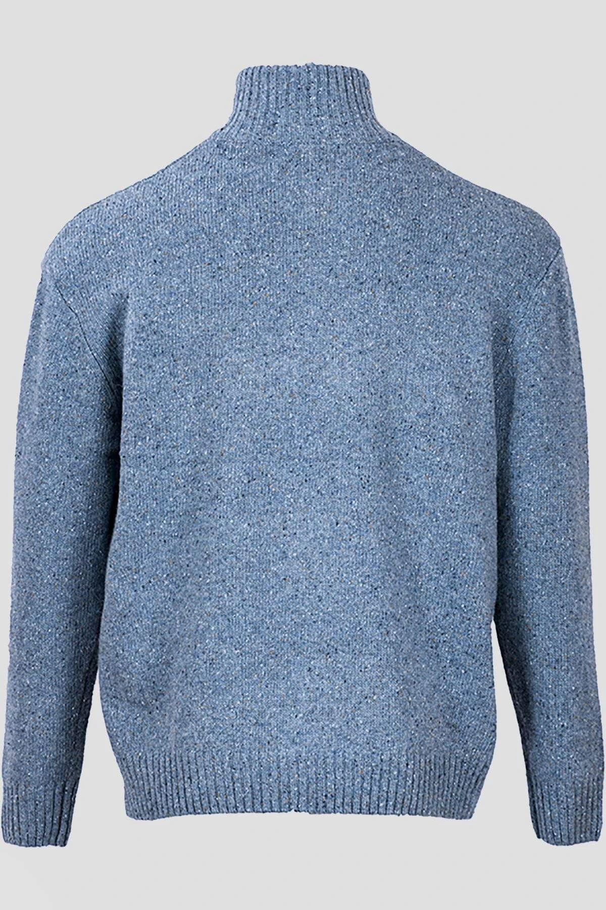 Men's Donegal Blend V-Neck Zip Sweater In Blue 4 Men's Donegal Blend V-Neck Zip Sweater In Blue - Image 2