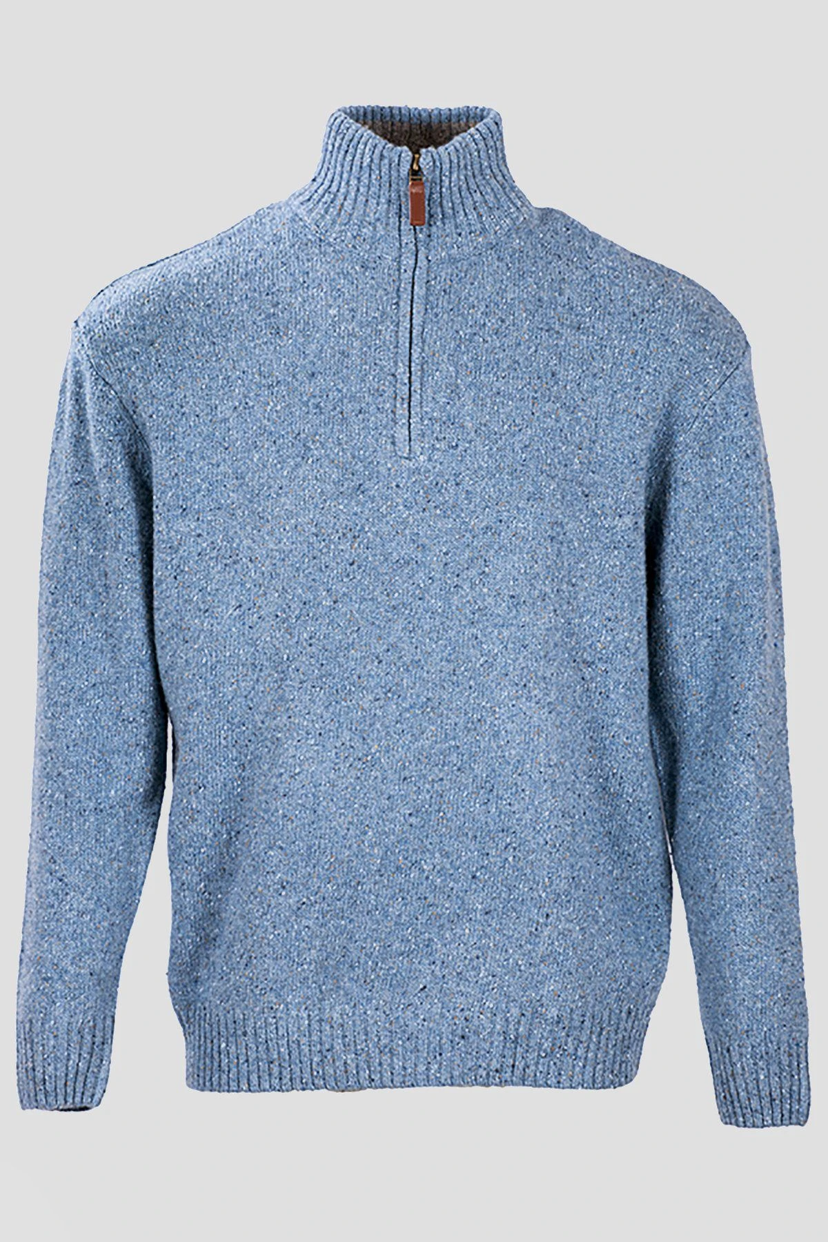 Men's Donegal Blend V-Neck Zip Sweater In Blue 3 Men's Donegal Blend V-Neck Zip Sweater In Blue