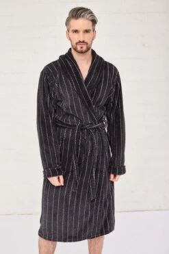 Mens Luxury Dressing Gown In Charcoal