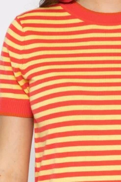 Merino Stripe Crew In Coral -Fashion Clothing Accessories Store carraig donn merino stripe crew in coral 204261