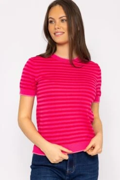 Merino Stripe Crew In Pink -Fashion Clothing Accessories Store carraig donn merino stripe crew in pink 579768