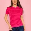 Merino Stripe Crew In Pink 1 Merino Stripe Crew In Pink -Fashion Clothing Accessories Store carraig donn merino stripe crew in pink 725573