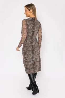 Mesh Midi Dress In Animal Print -Fashion Clothing Accessories Store carraig donn mesh midi dress in animal print 731867