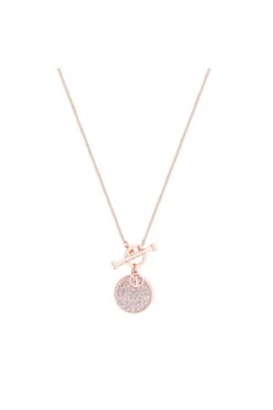 Fashion Clothing Accessories Store 28 Micropave T-Bar Necklace In Rose Gold