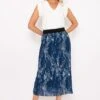 Midi Pleated Skirt In Navy Print -Fashion Clothing Accessories Store carraig donn midi pleated skirt in navy print 900350