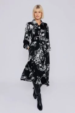 Midi Shirt Dress In Monochrome Print -Fashion Clothing Accessories Store carraig donn mini shirt dress in monochrome print 889503