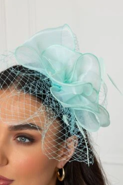 Mint Hairband Fascinator With Net & Feathers -Fashion Clothing Accessories Store carraig donn mint hairband fascinator with net feathers 856565