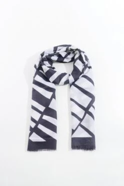 Mono Print Scarf In Black
