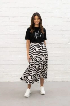 Mono Sateen Midi Skirt