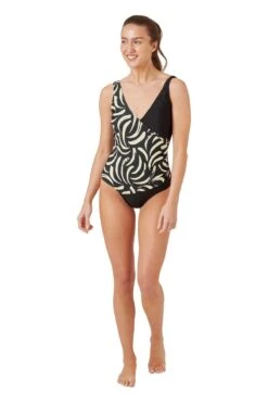 Monochrome Wrap Swimsuit