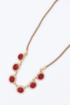 Multi Stone Necklace In Red