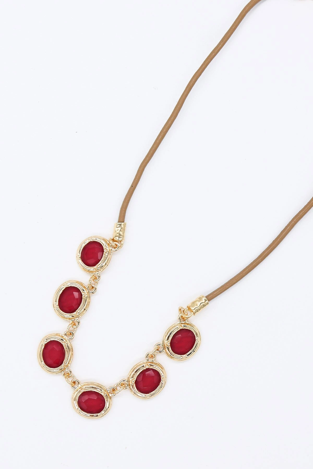 Multi Stone Necklace In Red 3 Multi Stone Necklace In Red