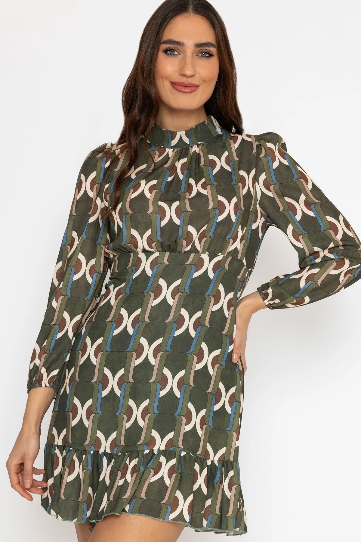 Nadia Mini Dress In Khaki 5 Nadia Mini Dress In Khaki - Image 3