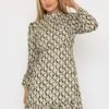 Nadia Mini Dress In Khaki Print -Fashion Clothing Accessories Store carraig donn nadia mini dress in khaki print 486857