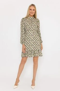 Nadia Mini Dress In Khaki Print -Fashion Clothing Accessories Store carraig donn nadia mini dress in khaki print 576800