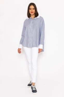 Navy Candy Striped Shirt -Fashion Clothing Accessories Store carraig donn navy candy striped shirt 140204