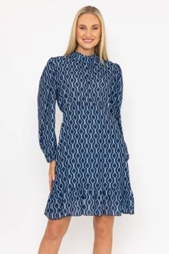 Navy Long Sleeve Nadia Dress