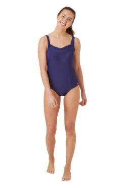 Navy Pleated Swimsuit