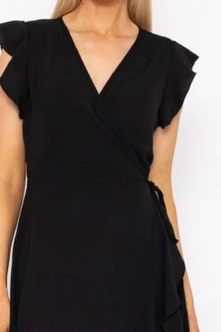 Nicole Midi Wrap Dress In Black -Fashion Clothing Accessories Store carraig donn nicole midi wrap dress in black 199670