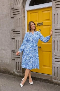 Norah Dress In Blue Print -Fashion Clothing Accessories Store carraig donn norah dress in blue print 444914