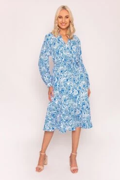 Norah Dress In Blue Print -Fashion Clothing Accessories Store carraig donn norah dress in blue print 843482