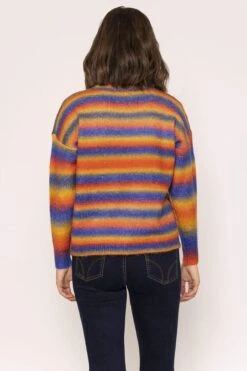 Ombre Crew Neck Knit In Blue And Orange -Fashion Clothing Accessories Store carraig donn ombre crew neck knit in blue and orange 987703
