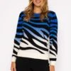 Ombre Zebra Knit In Blue -Fashion Clothing Accessories Store carraig donn ombre zebra knit in blue 329217