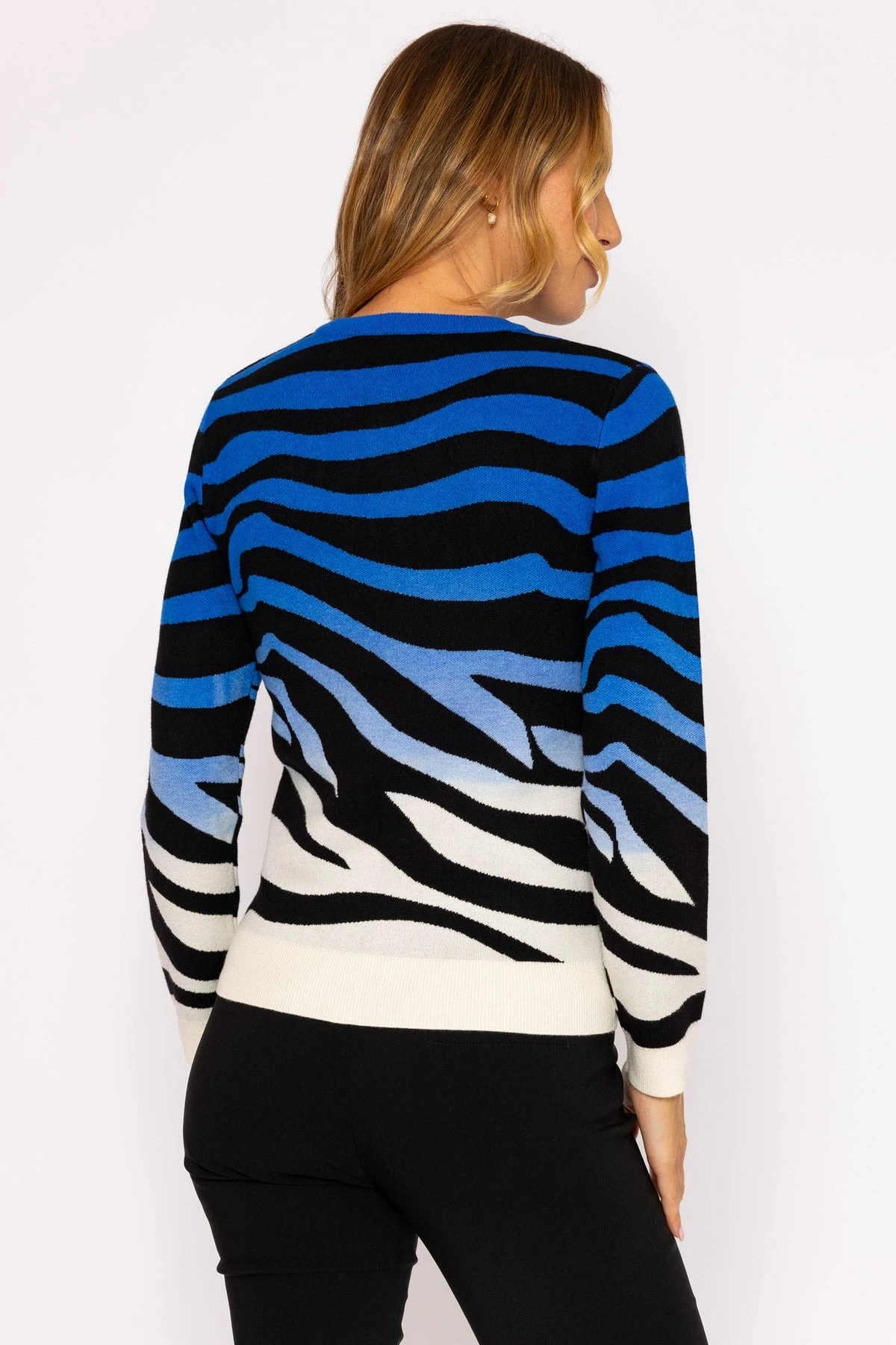 Ombre Zebra Knit In Blue 6 Ombre Zebra Knit In Blue - Image 4