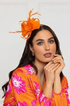 Orange Feather Flower Fascinator -Fashion Clothing Accessories Store carraig donn orange feather flower fascinator 426396