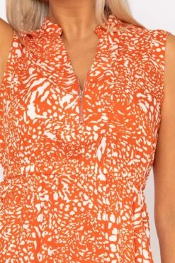 Zebra Print Viscose Mini Dress -Fashion Clothing Accessories Store carraig donn orange print viscose mini dress 344164