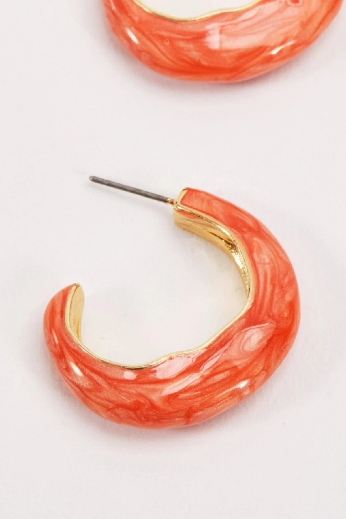 Orange Wave Hoop Earrings 4 Orange Wave Hoop Earrings - Image 2