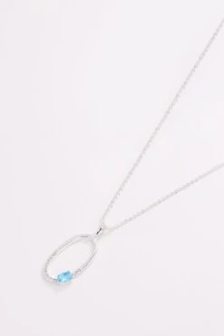 Oval Pendant With Blue Stone