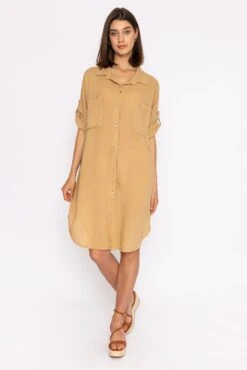 Oversized Linen Shirt In Camel -Fashion Clothing Accessories Store carraig donn oversized linen shirt in camel 318586