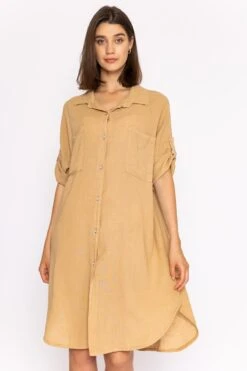 Oversized Linen Shirt In Camel -Fashion Clothing Accessories Store carraig donn oversized linen shirt in camel 479321