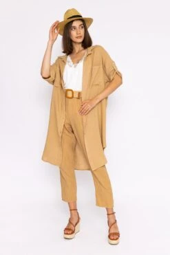 Oversized Linen Shirt In Camel -Fashion Clothing Accessories Store carraig donn oversized linen shirt in camel 826398