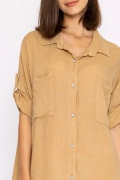 Oversized Linen Shirt In Camel -Fashion Clothing Accessories Store carraig donn oversized linen shirt in camel 831077