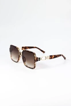 Oversized Tortoise Shell Sunglasses With Gold Detail -Fashion Clothing Accessories Store carraig donn oversized tortoise shell sunglasses with gold detail 796280