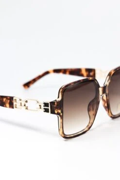 Oversized Tortoise Shell Sunglasses With Gold Detail -Fashion Clothing Accessories Store carraig donn oversized tortoise shell sunglasses with gold detail 937330