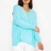 Oversized V-Neck Jumper In Blue -Fashion Clothing Accessories Store carraig donn oversized v neck jumper in blue 927980