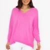 Oversized V-Neck Jumper In Pink -Fashion Clothing Accessories Store carraig donn oversized v neck jumper in pink 536246