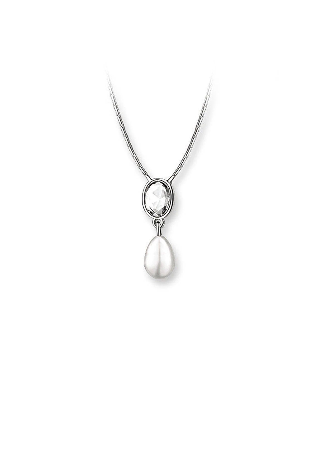 Pearl Drop Pendant With Clear Stone 3 Pearl Drop Pendant With Clear Stone
