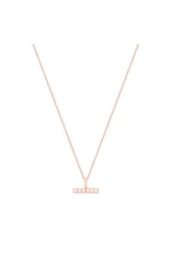 Pearl T-Bar Necklace In Rose Gold