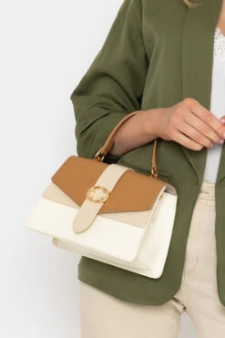 Petite Contrast Tote Bag In Beige