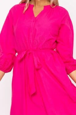 Pink Broderie Midi Dress -Fashion Clothing Accessories Store carraig donn pink broderie midi dress 539664